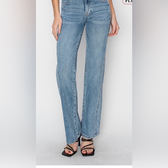 Stylish Blue Mid Rise Straight Leg Jeans for Women Plus Size NWT - Picture 5 of 6